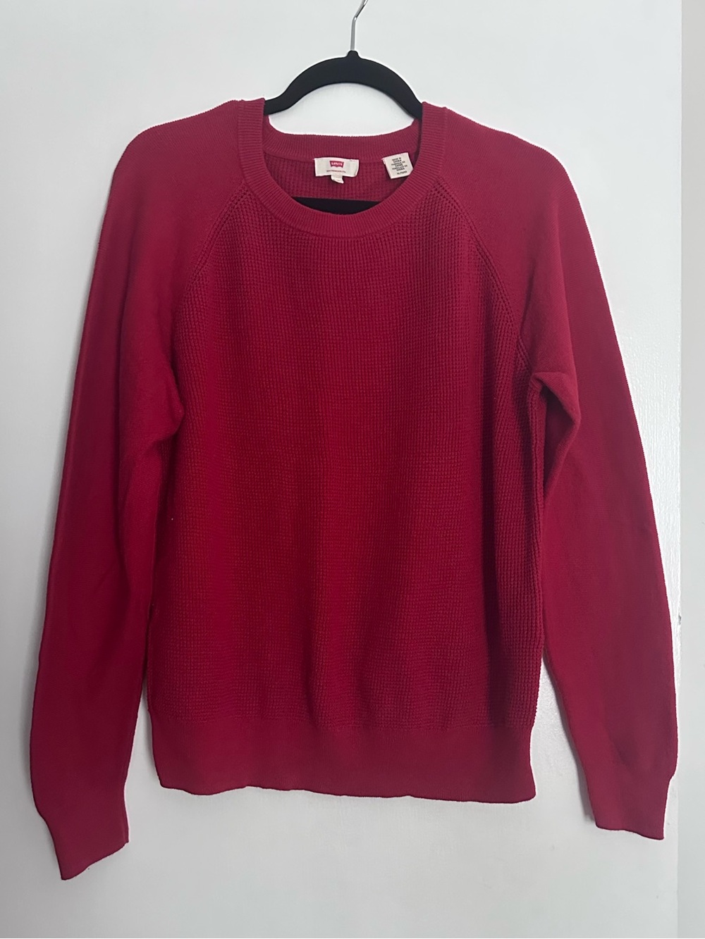 Levi's Red Crewneck Waffle-Knit Sweater